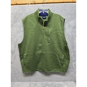 Crown & Ivy Mens Vest Size XXL Green Front Pockets Full Zip Easy Care Grandpa